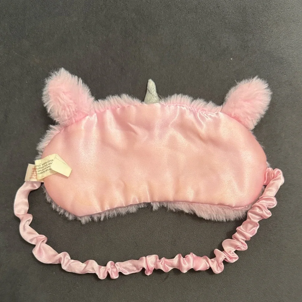 Kids Pink Unicorn Plush Sleep Mask Faux Fur Soft Travel Eye Mask